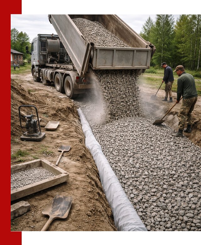 Гравий для дренажа с доставкой в Кирове качественный и недорогой