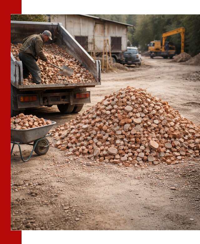 Доставка и подушка из боя кирпича с разгрузкой в Кирове