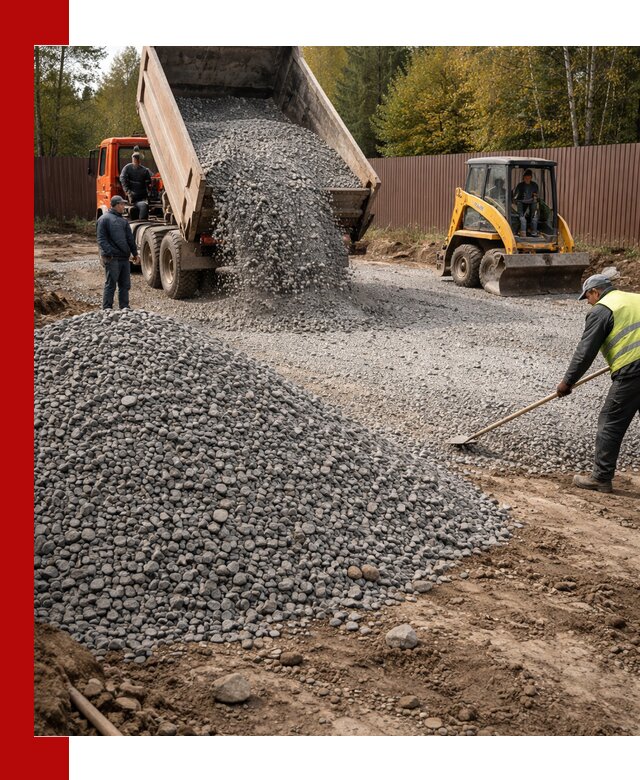 Отсыпка участка щебнем с доставкой и уплотнением в Кирове